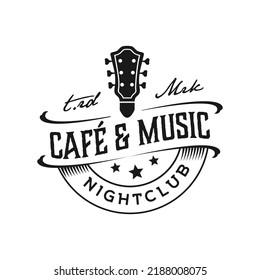 Gitarre Music Western Vintage Retro Bar Café Logo Design