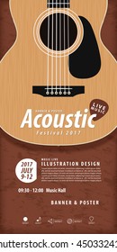 Guitar, Musical instrument design realistic style and poster music festival layout for commercial vector. Musical instrument and music concept.