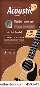 Guitar, Musical instrument design realistic style and poster music festival layout for commercial vector. Musical instrument and music concept.