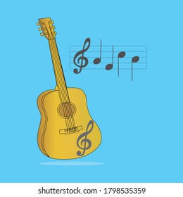 guitar musical instrument icon on blue background vector illustration