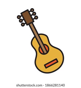 guitar musical instrument line and fill style icon vector illustration design