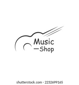 Guitar musical instrument logo with a simple shape.