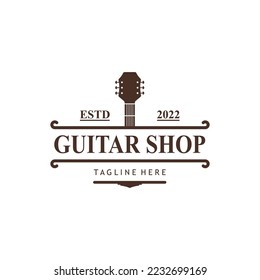 Guitar musical instrument logo with a simple shape.