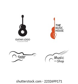 Guitar musical instrument logo with a simple shape.