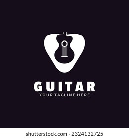 Guitar musical instrument logo with a simple shape.