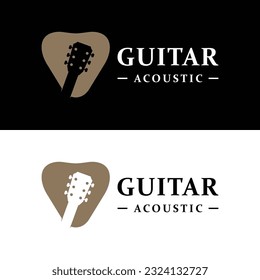 Guitar musical instrument logo with a simple shape.