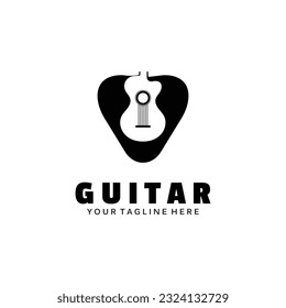 Guitar musical instrument logo with a simple shape.