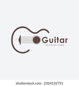 Guitar musical instrument logo with a simple shape.