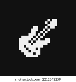 Guitar musical instrument pixel art icon, emoji. Isolated vector illustration. 1-bit sprite. Design stickers, logo, mobile app.