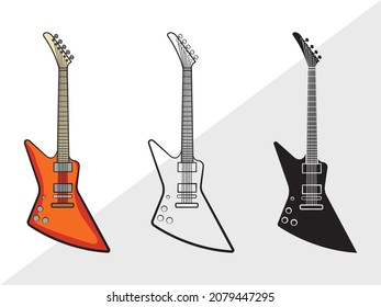 Gitarre, druckbare Vektorgrafik mit Musikinstrumenten