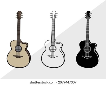 Guitar, Musical Instrument Printable Vector Illustration