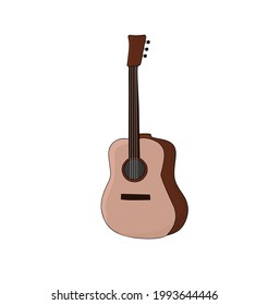 guitar musical instrument vector - brown guitar vector - guitar cartoon