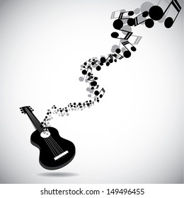 Guitar and musical notes background. EPS 10 vector, grouped for easy editing. No open shapes or paths.