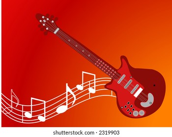 Guitar With Musical Notes Christmas Red