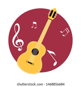 guitar musical on note background
