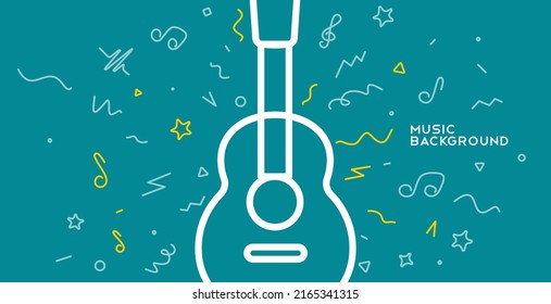 Guitar. Musical pattern. Music Poster. Vector illustration. Minimalist, simple design. Cover, print, banner, flyer.