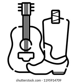 guitar musical template with a hat on a guitar