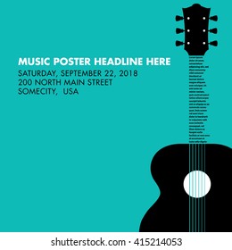 Guitar musical template with space for your type