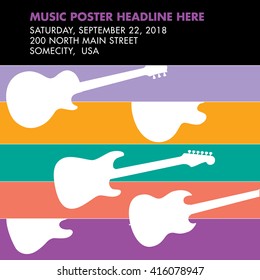 Guitar musical template with space for your type
