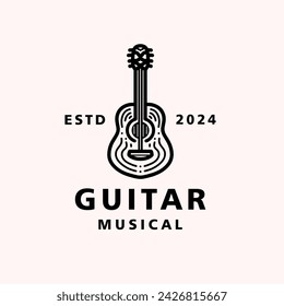 Guitar Musical Vector Logo Vintage Graphic Design