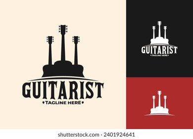 Guitar Musician Jazz Popo vector logo design