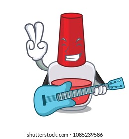 With guitar nail polish mascot cartoon