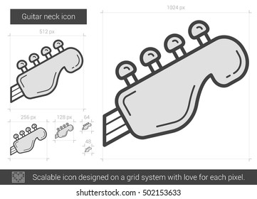 Guitar neck vector line icon isolated on white background. Guitar neck line icon for infographic, website or app. Scalable icon designed on a grid system.