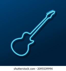 guitar neon sign, modern glowing banner design, colorful modern design trend. Vector illustration.