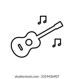 Guitar And Notation Outline Icon Vector Illustration