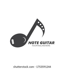 guitar note music concept  icon logo vector illustration design template