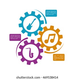 guitar note saxophone infographic music sound icon. Flat and Colorful illustration. Vector illustration
