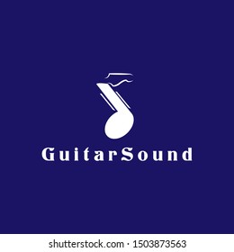 Guitar Note Sound Logo Design Vector
