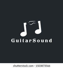 Guitar Note Sound Logo Design Vector