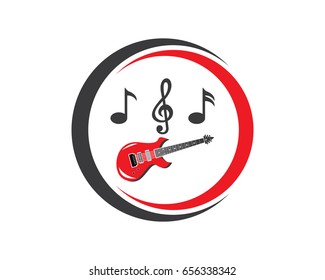 Guitar With Notes Music Logo