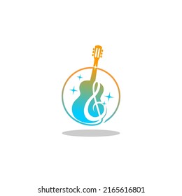 guitar and notes in one. suitable for music logos or music studios and music companies