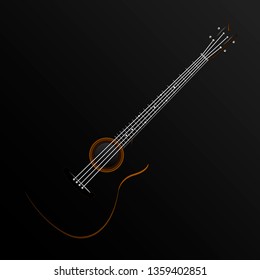 Guitar on black background, vector illustration