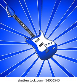 guitar on the dark blue background