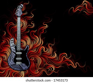Guitar is on fire. Vector illustration.