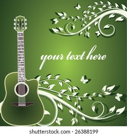 Guitar on a floral background