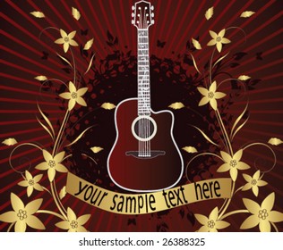 Guitar on a floral background