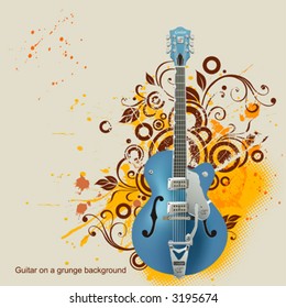 Guitar on a floral background