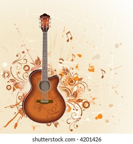 Guitar on a floral background