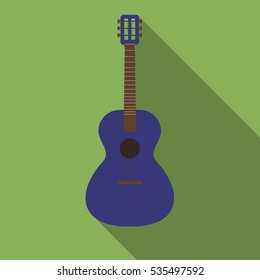 Guitar on a green background flat