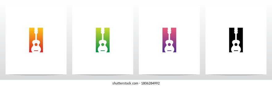 Guitar On Letter Logo Design H