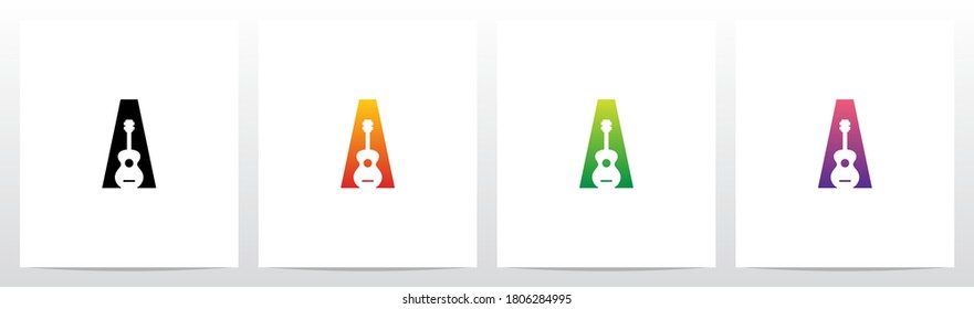 Guitar On Letter Logo Design A