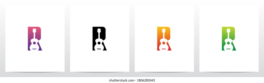 Guitar On Letter Logo Design R