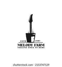 Guitar on Pot Logo Design