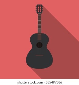 Guitar on a red background flat