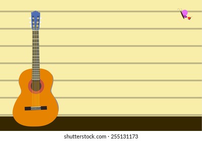 guitar on the wall may use as text frame or background