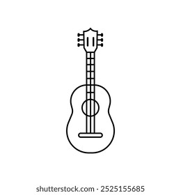 Violão no fundo branco. Vetor de contorno de ícone de guita acústico Uso perfeito para web, padrão, design, ícone, ui, ux, etc.